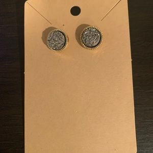 Grey Crystal Stud Earring